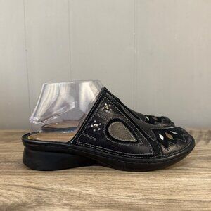 Naot Slip-On Black Leather Embroidered Clogs Slip On Mule Sz 36 - US 5
